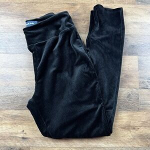 MODCLOTH Black Velvet Ribbed Stretchy Leggings Size Small